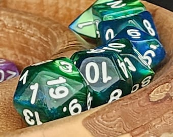 Fey Forest DnD Dice Set for Dungeons and Dragons TTRPG, Polyhedral Dice Set for d20 Tabletop Gaming