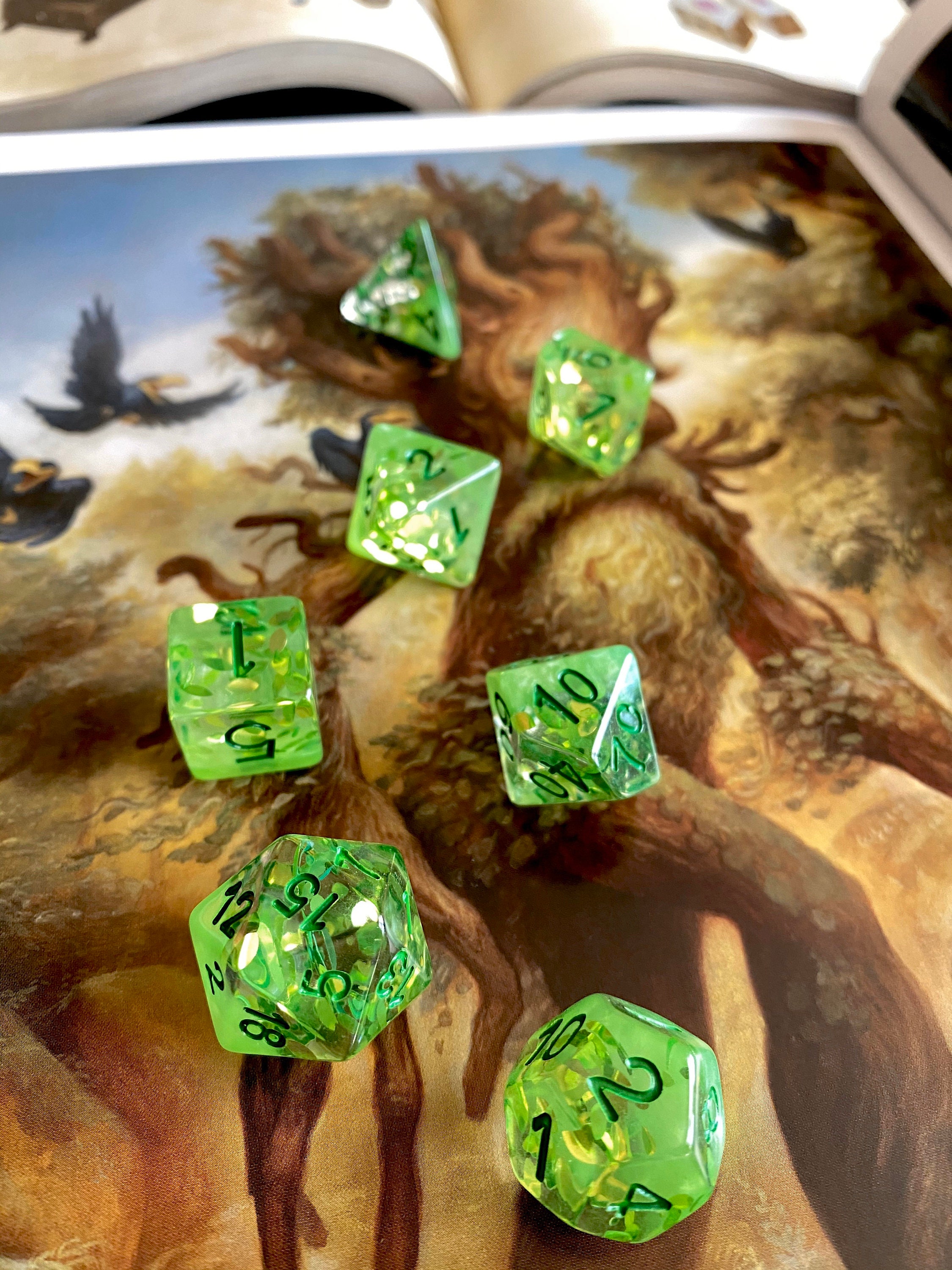 LEAVES Dnd DIce Set for DUngeons and DRagons TT RPg, Polyhedral dice