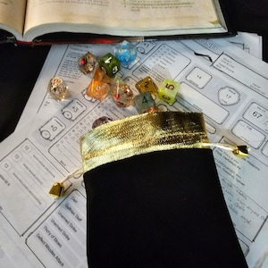 ROYAL Black dnd dice bag/pouch for Dungeons and Dragons TTrpg - gift bag -dice bag- card pouch- drawstring bag- holds 5 sets of dice