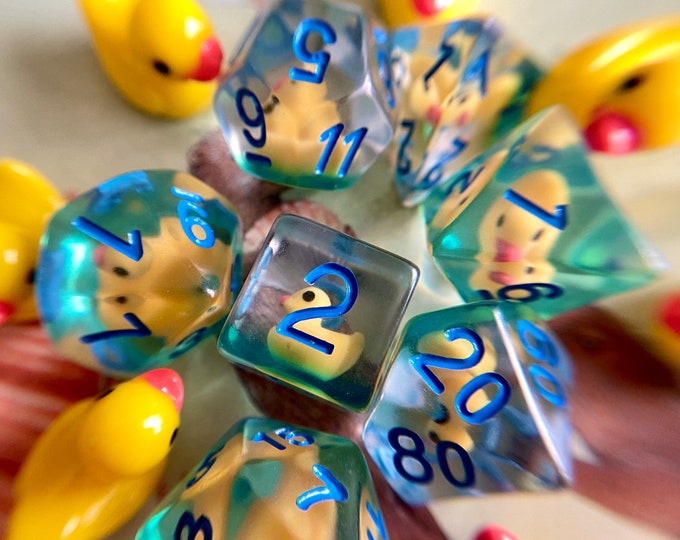 Ducky dice, Dnd dice set, d20 ducky - dungeons & Dragons DICE, Polyhedral dice set for Tabletop Role Playing Games - yellow rubber duck dice