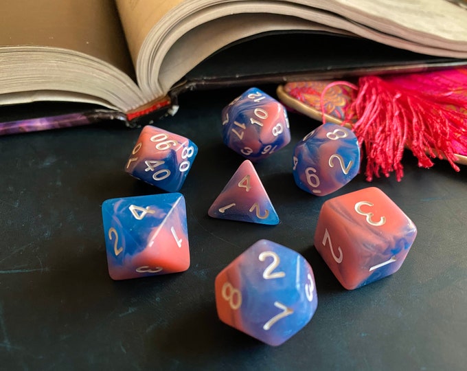 Cotton Candy DND Dice Set for Dungeons and Dragons TTRPG, d20 Polyhedral Dice Set for Tabletop Gaming