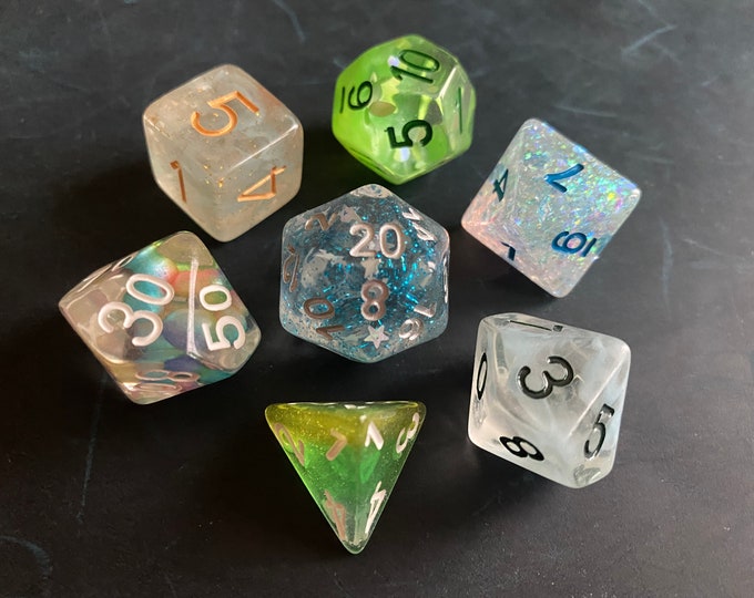 Custom dnd Dice set- choose your own specialty dnd dice set to fit character