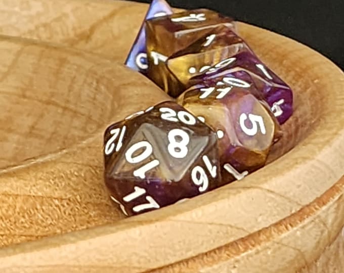 Purple Sky DnD Dice Set for Dungeons and Dragons TTRPG, Polyhedral Dice Set for d20 Tabletop Gaming