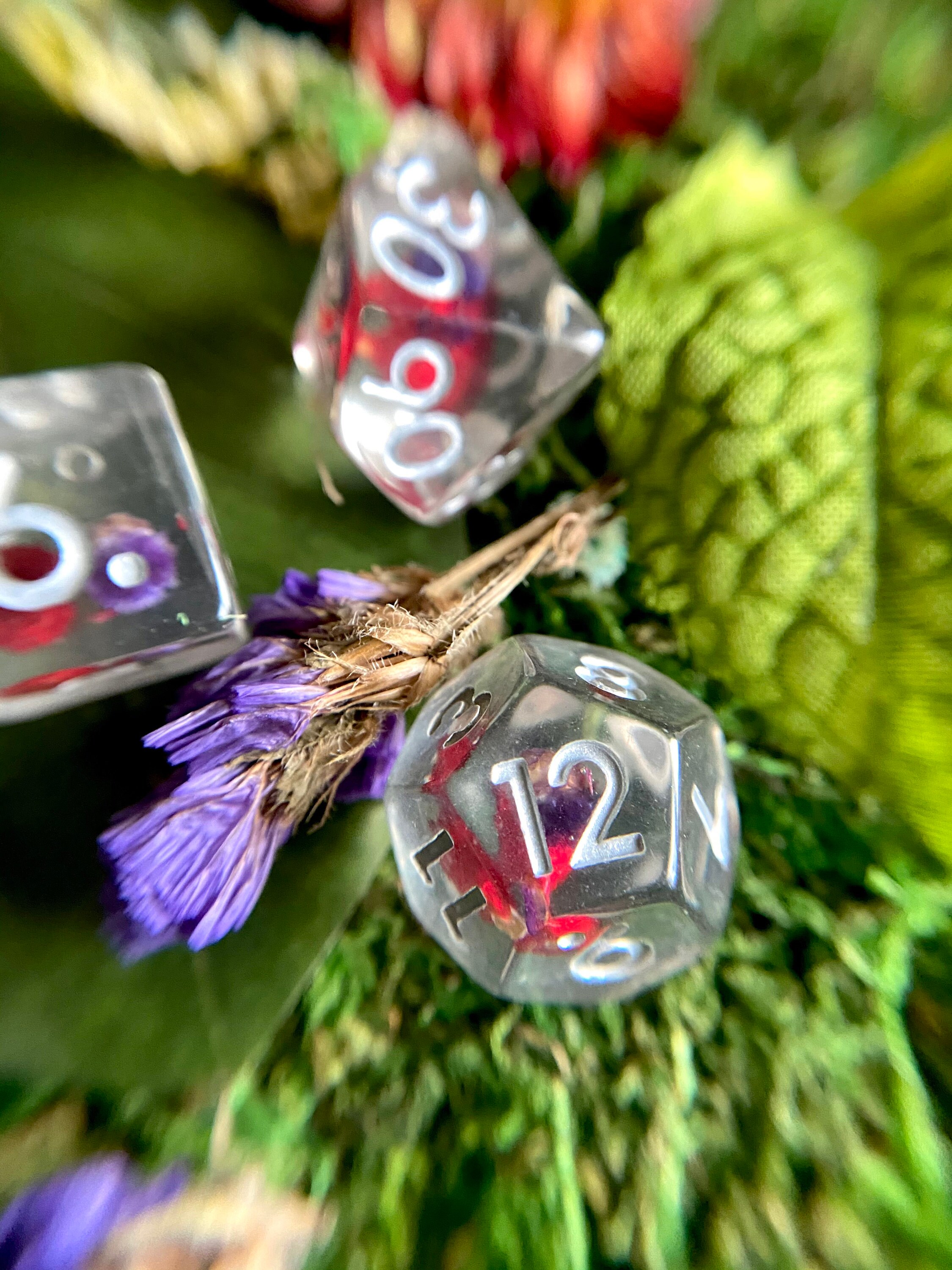 Red rose dnd sharp edges dice set Critical Role polyhedral dice set for RPG game Dungeons and dragons Handmade Rose fox Lavender dream
