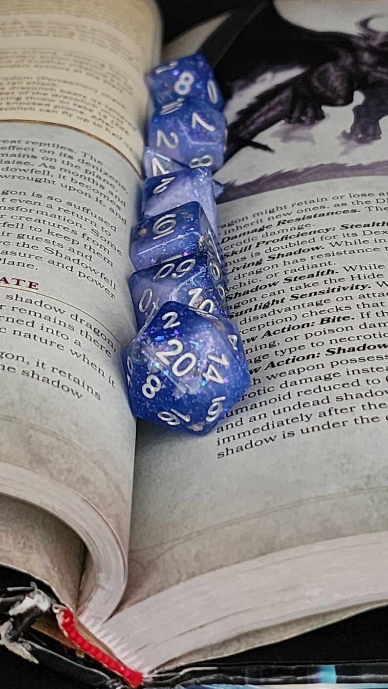 Fey Ocean Dnd dice set for Dungeons and Dragons, Pathfider 2e and TTRPG's d20 polyhedral critical role image 2