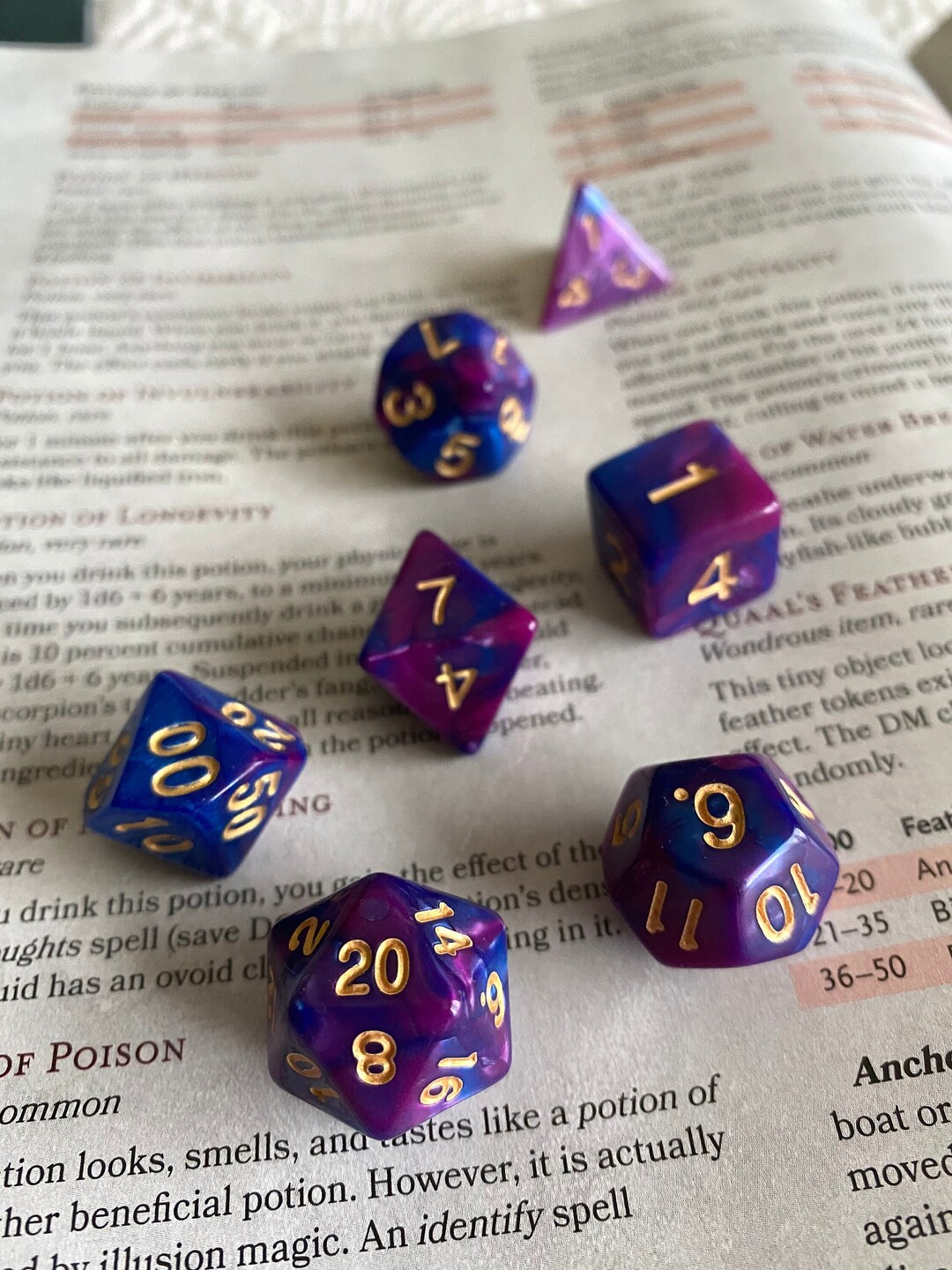 Paladin 'Succubus' RPG Dice Set - Magenta & Black Pearl, Expanded 8-Piece Set With 2 D20s For D&D, Pathfinder - View #6