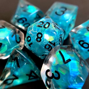 Tears dnd dice set for Dungeons and Dragons, d20 Polyhedral dice set for TT RPG critical role iridescent sparkles! Adventurers Woodworks