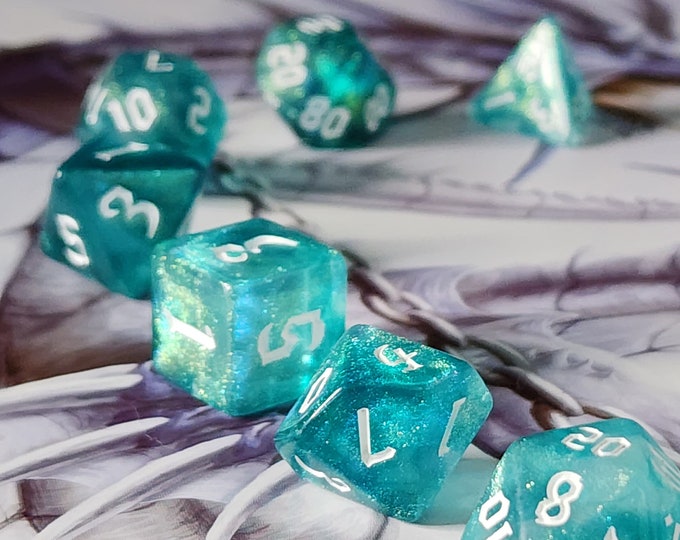 Mountain Stream DnD Dice Set for Dungeons and Dragons TTRPG, Polyhedral Dice Set for d20 Tabletop Gaming