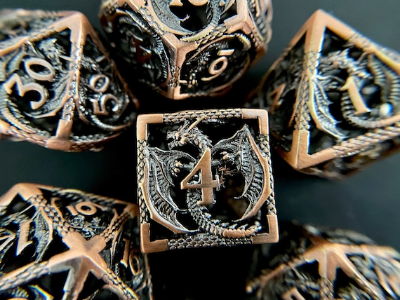 DND Metal dice are Used as Dungeon and Dragon dice Game RPG Very Suitable for dice Collection Metal Multi-Sided DND dice Set 