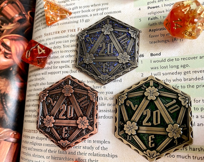 D20 Coin - metal d20 - coin for DND, dnd coin for Hero points or 20 sided dice