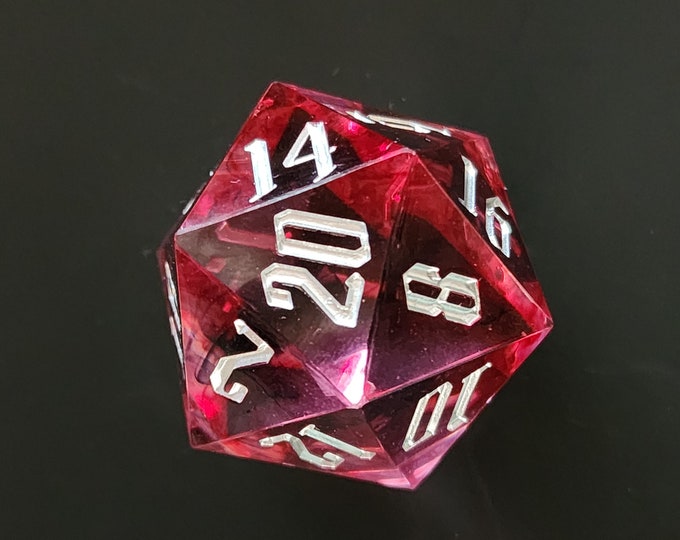 Ruby Shard Handmade Sharp Edge 35mm Jumbo D20 for Pathfinder, Dungeons and Dragons, TTRPG's