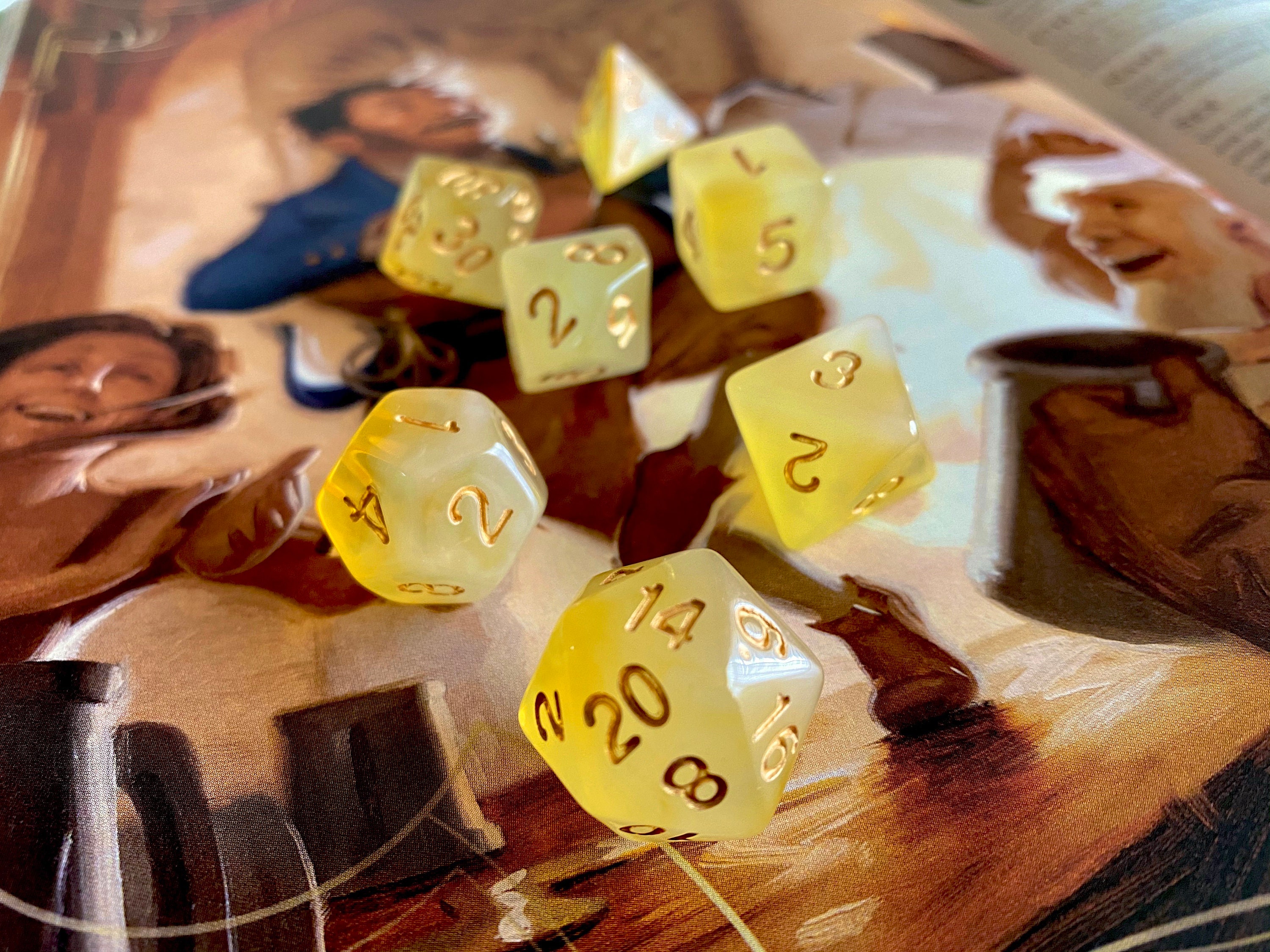 PALE ALE Dnd DIce set for Dungeons and Dragons, Polyhedral dice set for Tabletop ROle PLaying
