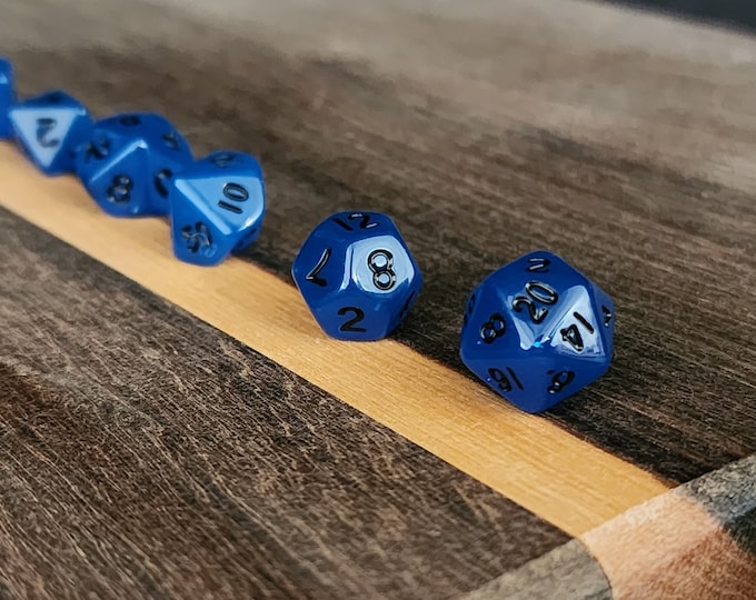 Mini Glow Blue Dice - miniature Dnd dice set 4 Dungeons and Dragons, tiny cute small critical role dice