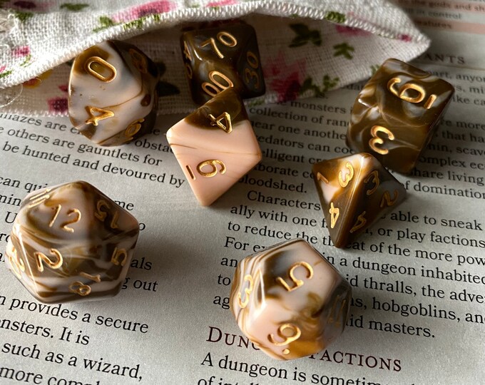 Chocolate Cream Dnd Dice Set for Dungeons and Dragons, Critical Role Polyhedral Dice Candy Treat