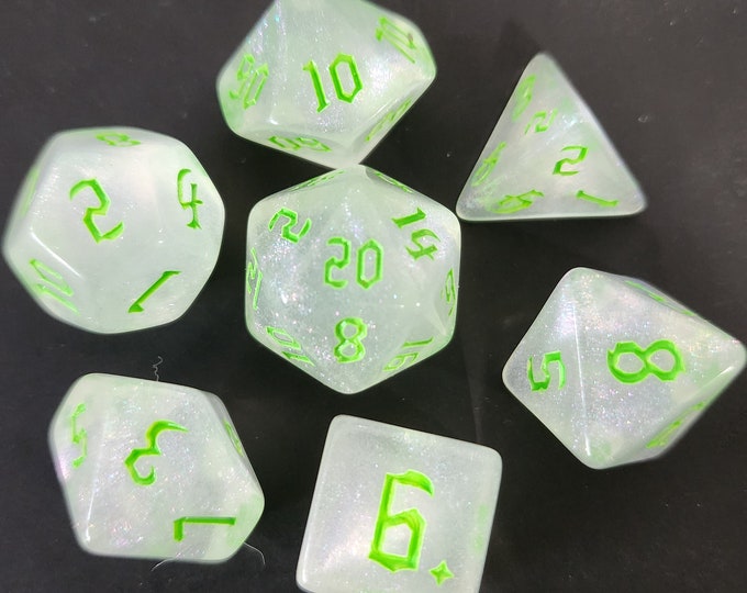 Ancient Magic Green DnD Dice Set for Dungeons and Dragons ttrpg, Cute Spring  Polyhedral Dice Set for Tabletop Role Playing Games