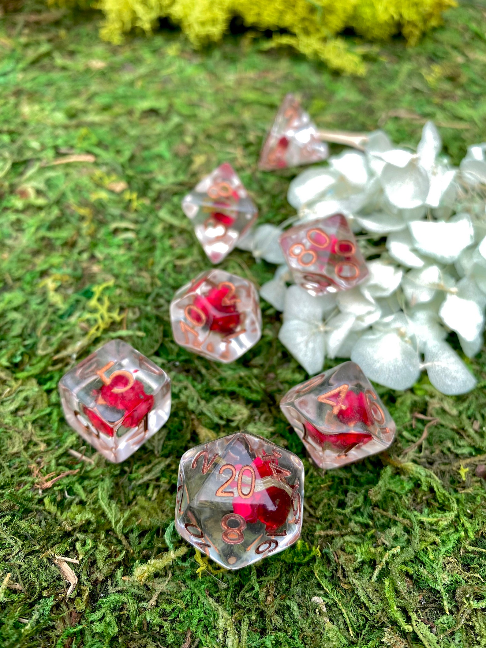 Rose Bud dnd dice set Rose dice flower dice game dice set Etsy