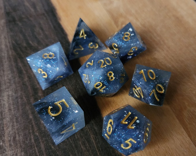 Cloud Nebula DnD Dice Set Handmade Sharp Edge for Tabletop Role Playing Games