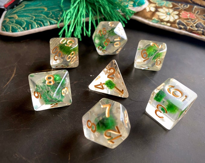 Herb Flower Dnd Dice Set for Dungeons and DRagons TTRPG, Polyhedral RPG Dice Set -   Real Flowers Inside!!!