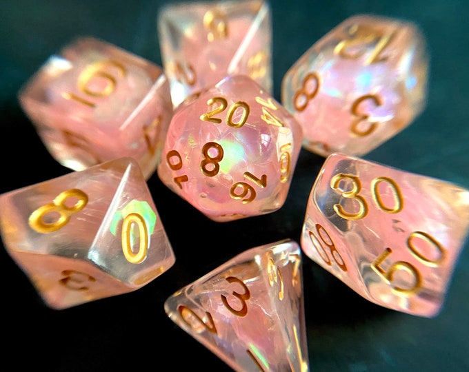 FAiry WIngs dnd dice set for Dungeons and Dragons, d20 Polyhedral dice set for TT RPG - incredible iridescent sparkles!