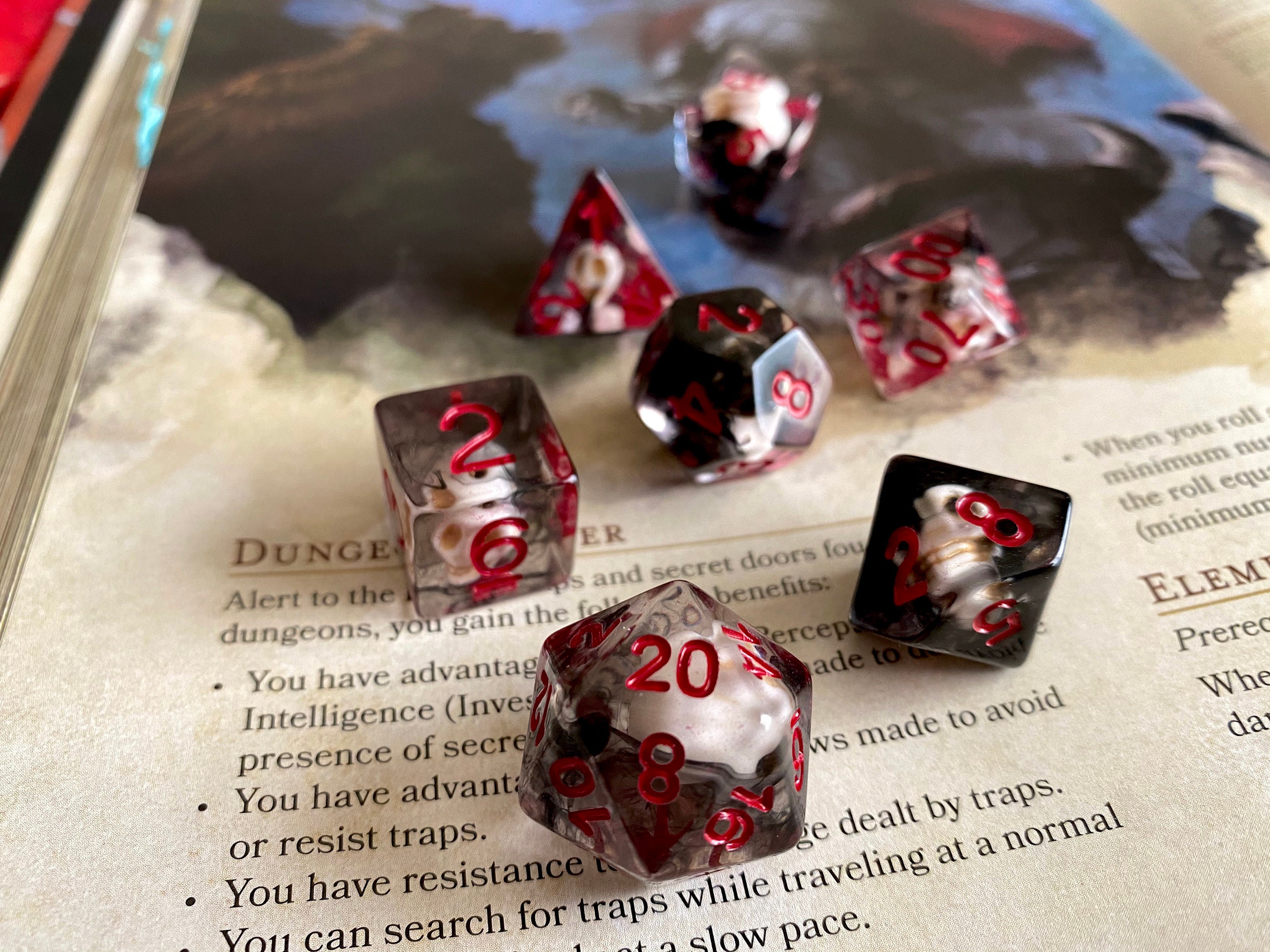 SUMMONING SKULL dnd DIce SEt for Dungeons and Dragons TTRpg, Polyhedral