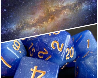 DnD Dice Set " MIlky Way" D&D, Polyhedral Dice Set for Dungeons and Dragons