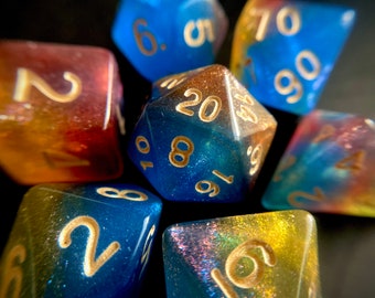 Mystic PRISM <FLAWED> DnD Dice set for Dungeons and Dragons TTrpg, Polyhedral Dice Set - d20 Galaxy Dice