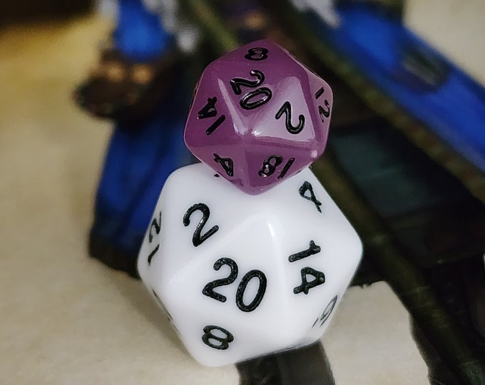 Mini Glow Purple Dice - miniature Dnd dice set 4 Dungeons and Dragons, tiny cute small critical role dice