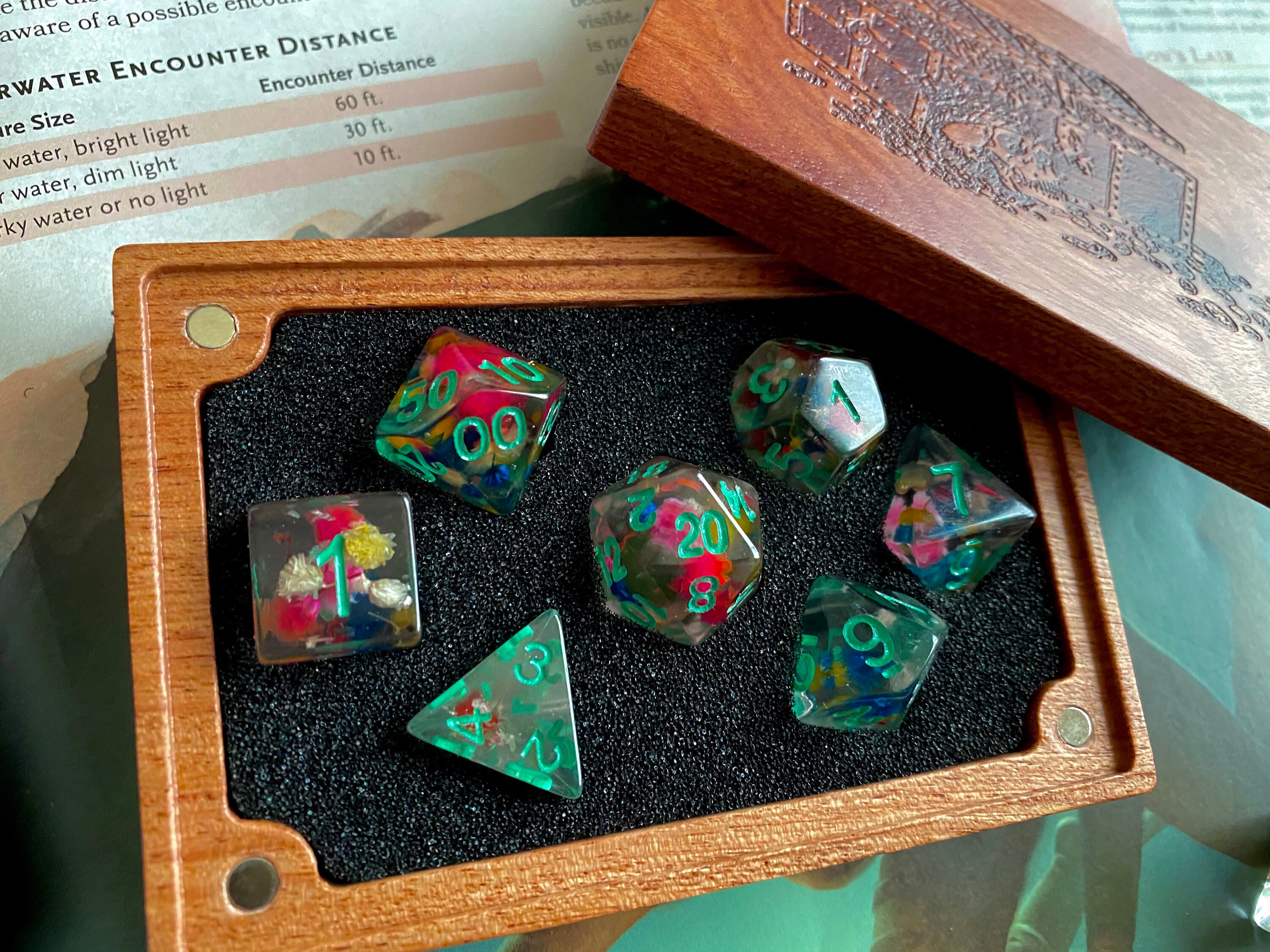 FLower Lei Dnd dice set Flower Dice d20 Polyhedral dice set Etsy