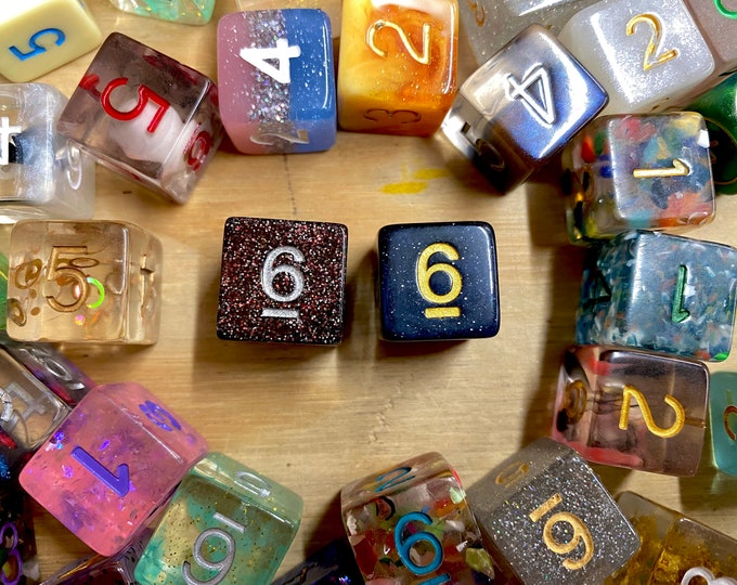 D6 Grab Bag, dnd dice set, random d6 dice, six sided gaming dice, mystery bag of dice