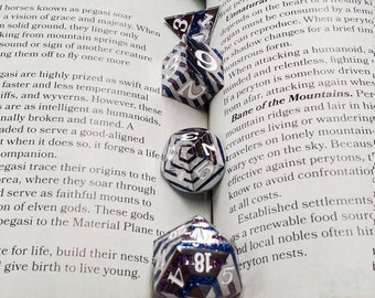 Chromatic Spindle Metal DNd DIce set, Polyhedral dice set for Dungeons and Dragons RPG, ttrpg -- solid metal & heavy!