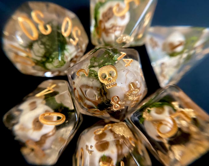PIRATE Gold Dnd dice set, d20 Polyhedral dice set - Dungeons and Dragons dice- Pirate Dice