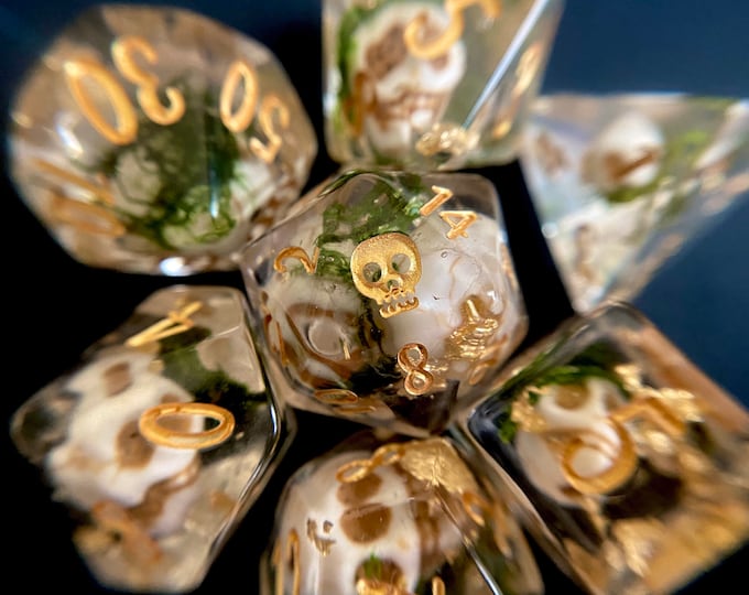 PIRATE Gold Dnd dice set, d20 Polyhedral dice set - Dungeons and Dragons dice- Pirate Dice PRE- ORDER