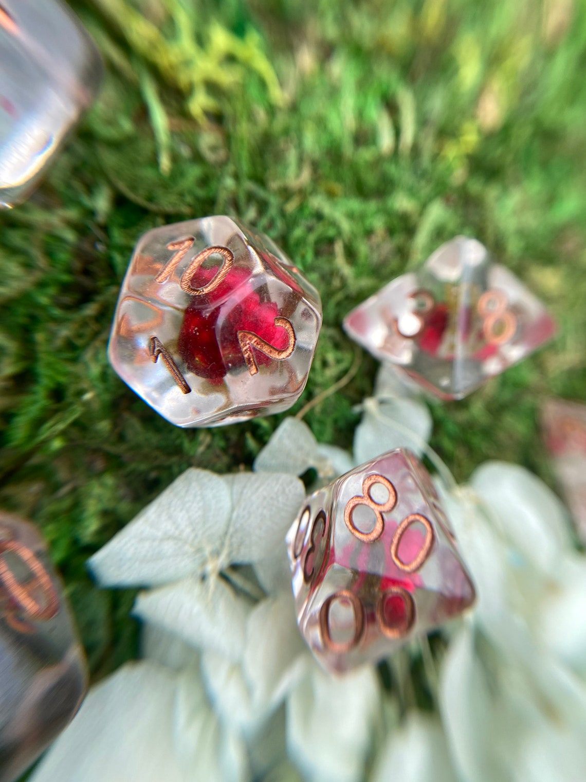 Rose Bud dnd dice set Rose dice flower dice game dice set Etsy