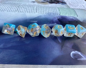 FROZEN dnd dice set for Dungeons and Dragons, Polyhedral dice set for RPG TTRPG Pathfinder - Snow Ice Crystal Winter