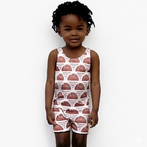 Toddler infant baby kids children one piece reversible swimsuit sewing pattern pdf digital