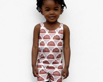 Toddler infant baby kids children one piece reversible swimsuit sewing pattern pdf digital
