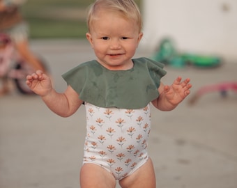 Toddler infant baby kids children one piece reversible swimsuit sewing pattern pdf digital