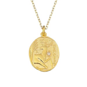 Artemis Stag Necklace, Museum Quality Replica of an Ancient Greek Coin