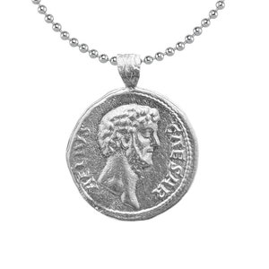 Silver Caesar Marcus Aurelius Necklace | Museum Quality Replica of an Ancient Roman Coin