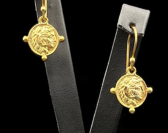 Exquisite Alexander The Great and Zeus Coin Earrings - A Timeless Tribute to Ancient Greece