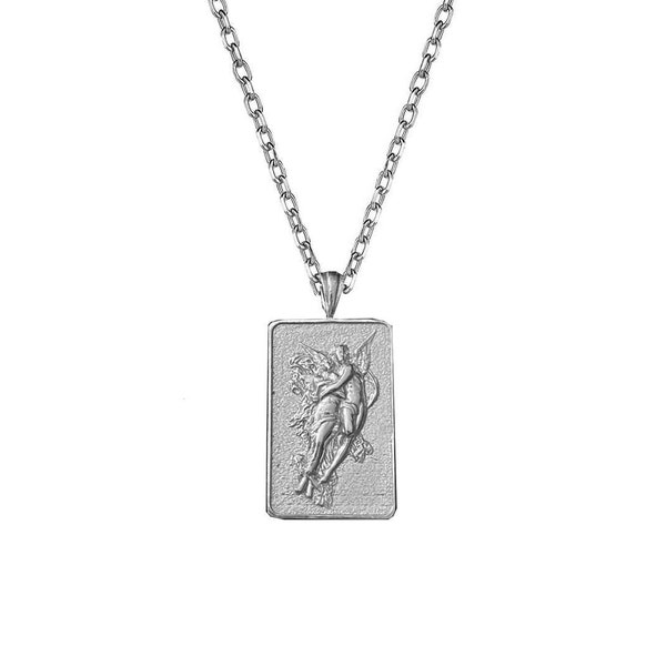 Cupid and Psyche Silver Necklace