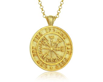 Vegvisir with Runes Necklace, Not All Who Wander Are Lost