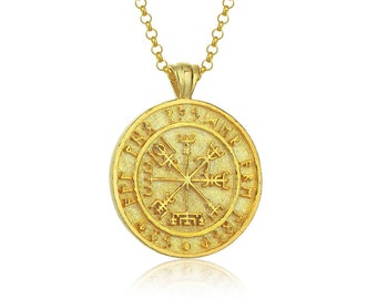 Vegvisir Silver Necklace | Not All Who Wander Are Lost written in Runes