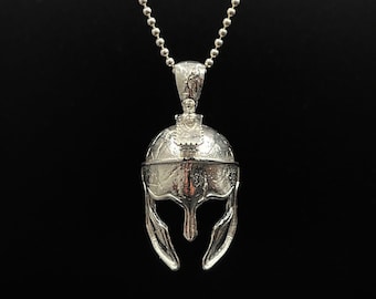 Necklace for Men - Silver Spartan Helmet: A Symbol of Strength and Valor