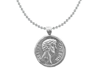 Personalized Ancient Silver Coin Necklace | Museum Quality Replica of an Ancient Roman Coin