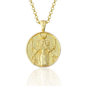 Triple Moon Goddess Hecate Silver Necklace