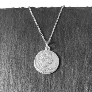 Silver Byzas Coin Necklace - Artemis and Bull