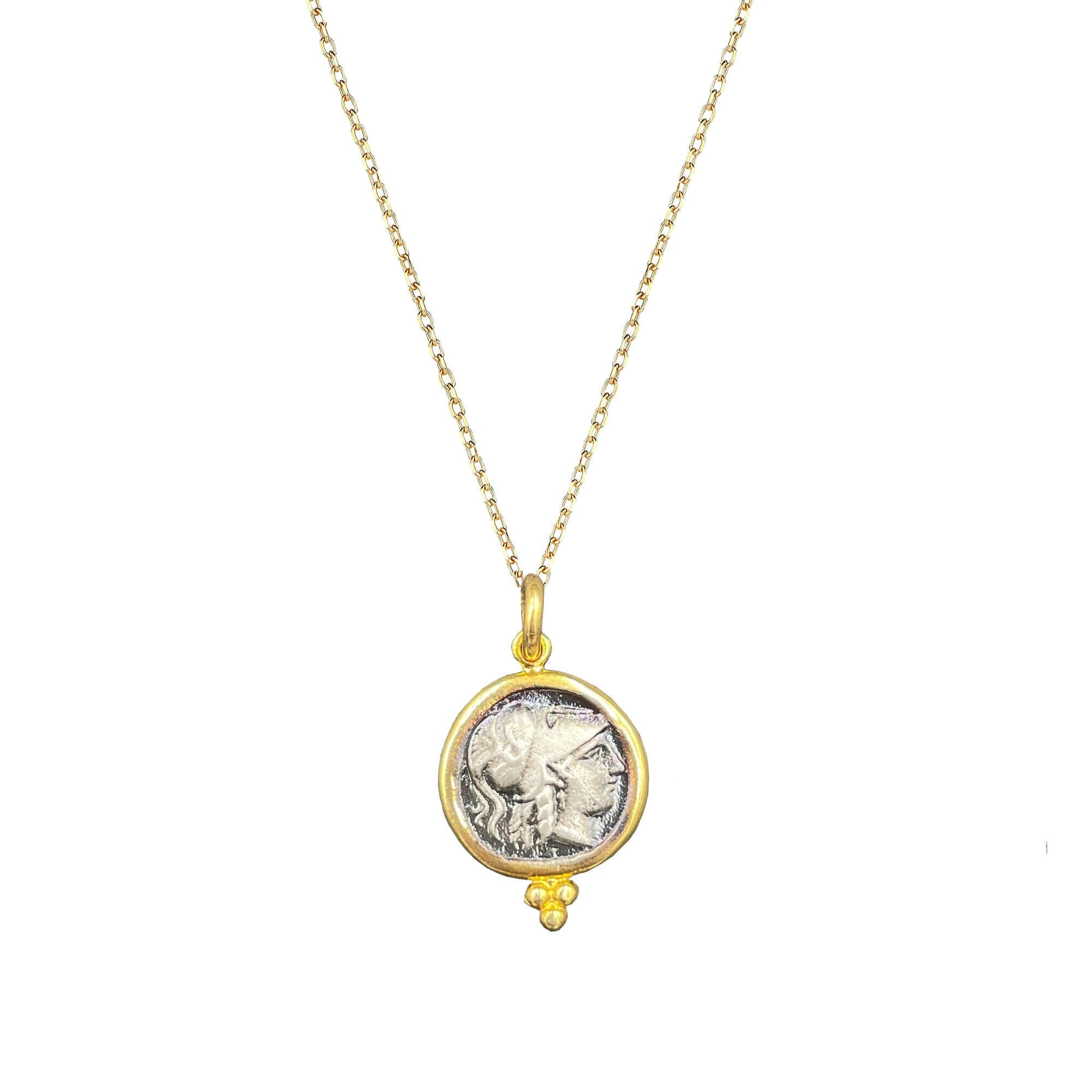 Goddess Athena and Nike Coin Gold Necklace