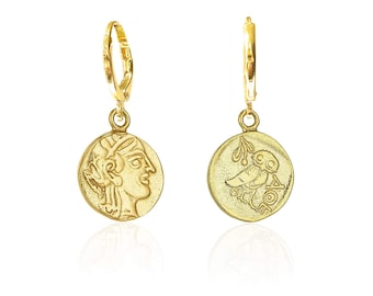 Athena Silver Coin Earrings | Museum Quality Replica of an Ancient Greek Coin