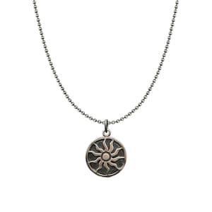 Silver Sun Necklace - Oxidised